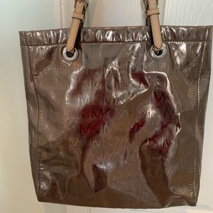 Michael Kors Metallic Foil Tote Bag! Great size, with several small pockets.